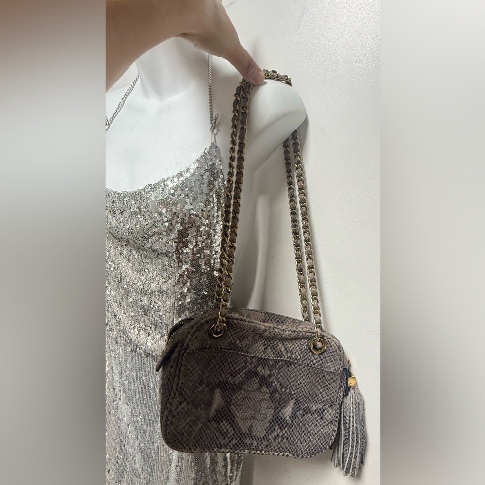 Tory Burch Gray Snakeskin Shoulder Bag - Picture 2 of 12